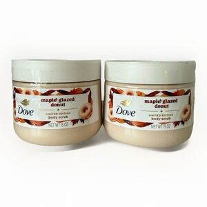 2 Dove Holiday Treats Limited Edition Maple Glazed Donut Body Scrubs 15 Oz.